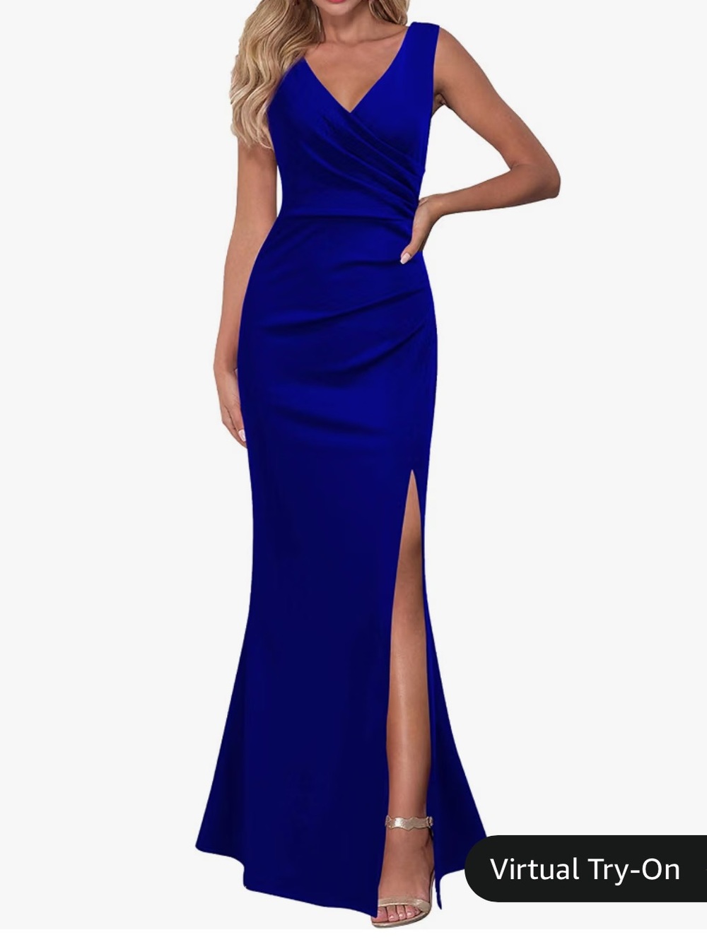 Women Sleeveless V Neck Split Evening
Cocktail Long Dress Royal Blue new